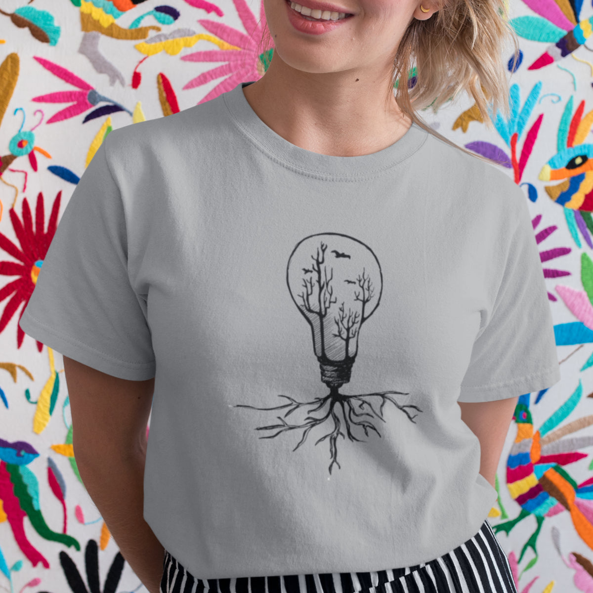 Grau meliertes T-Shirt Glühbirne
