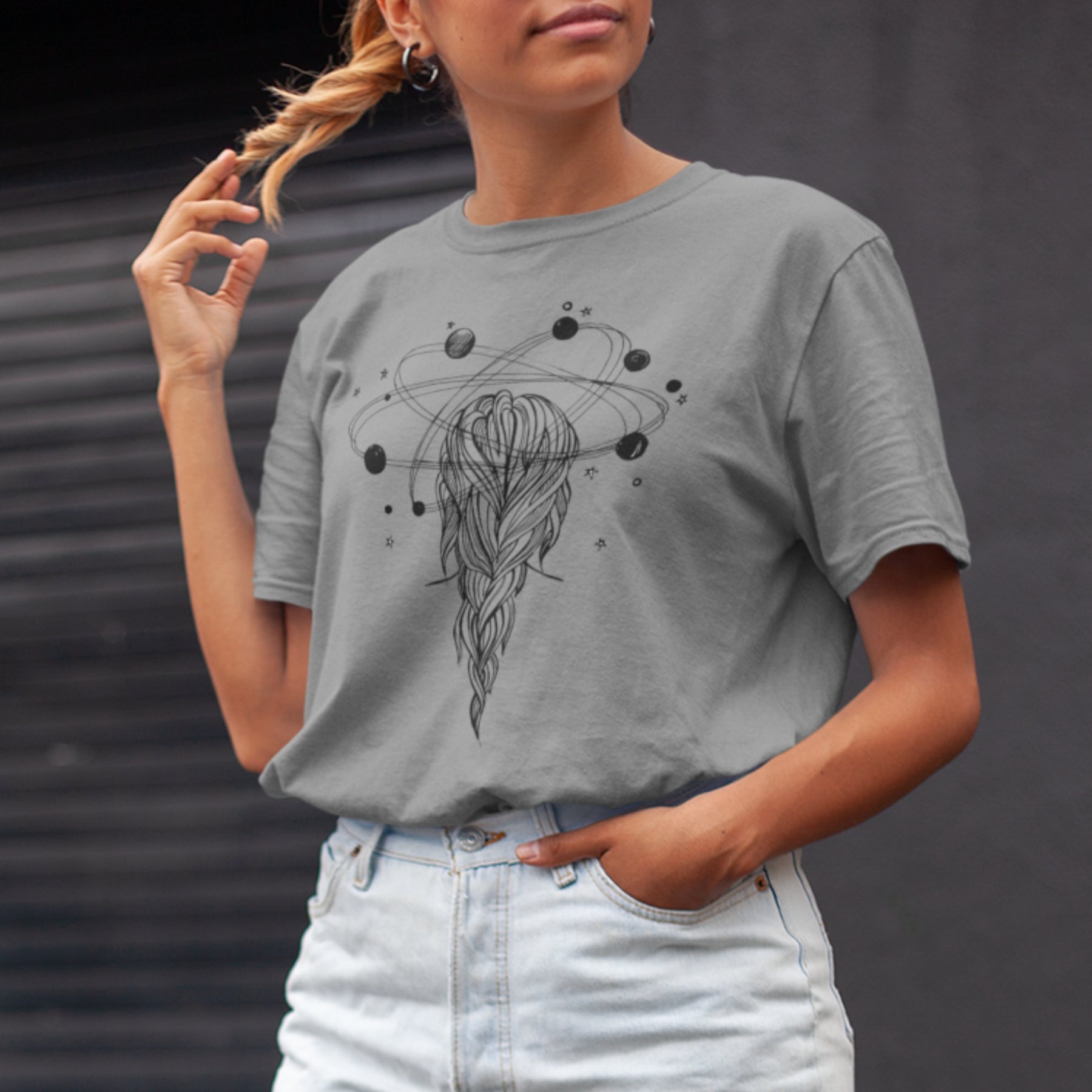 Grau meliertes T-Shirt Träumen