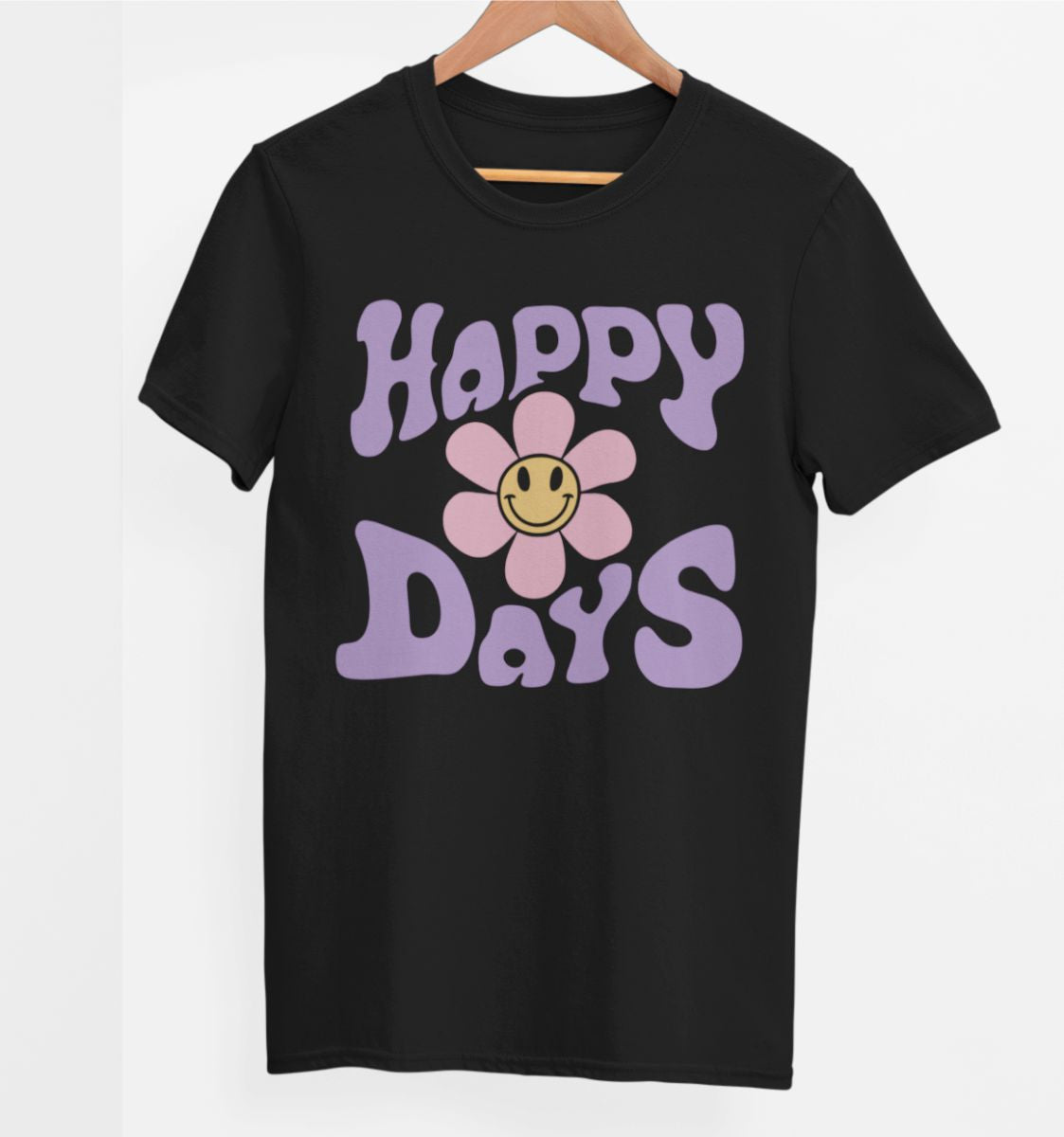 Schwarzes UNISEX T-Shirt „Happy days“