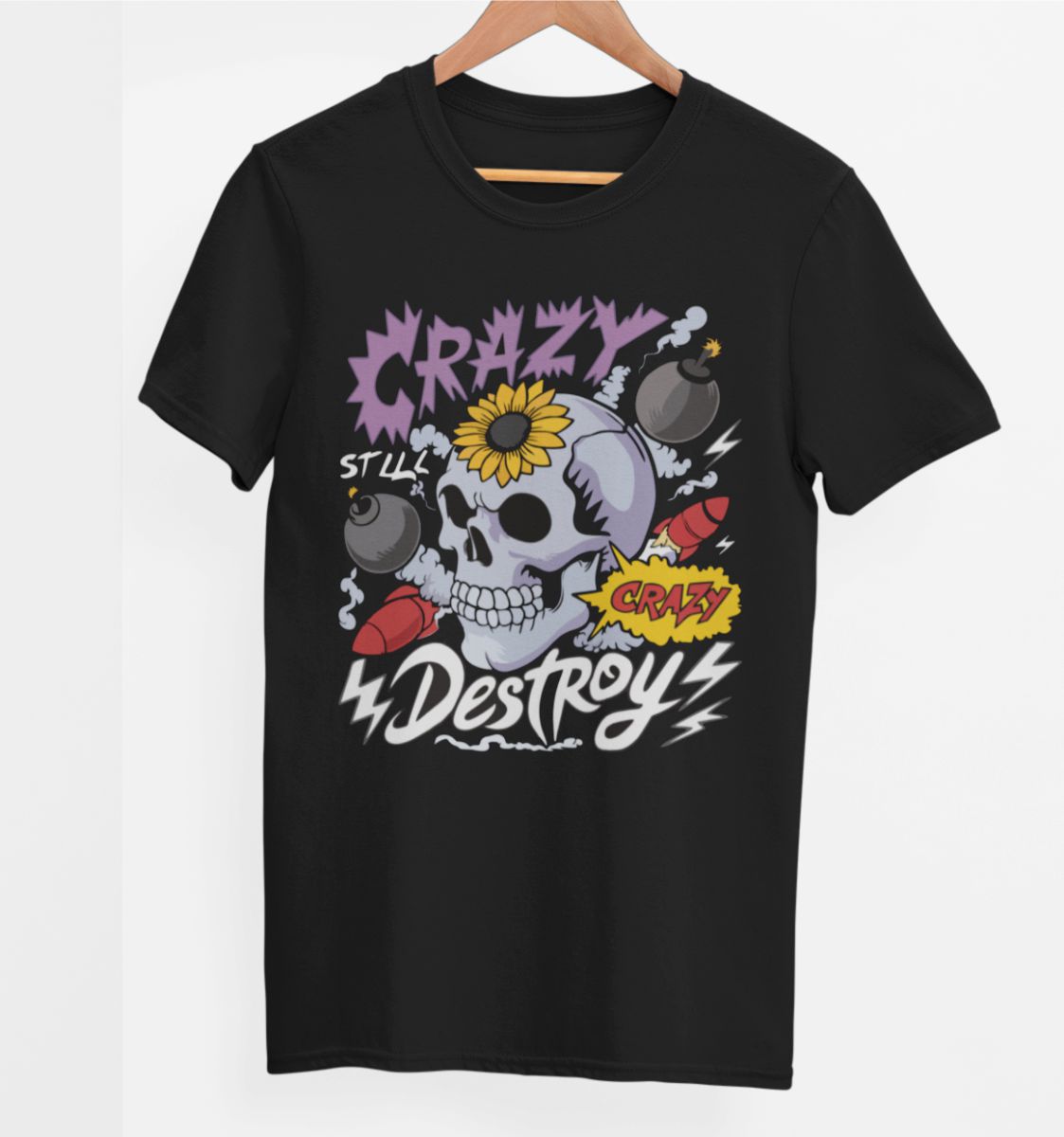 Schwarzes UNISEX T-Shirt „Crazy destroy“