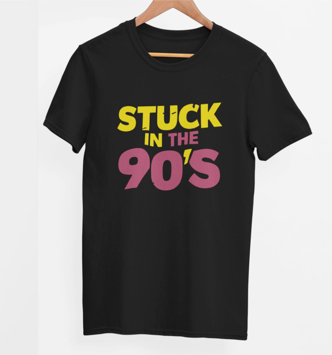 Schwarzes UNISEX T-Shirt „Stuck in the 90's“