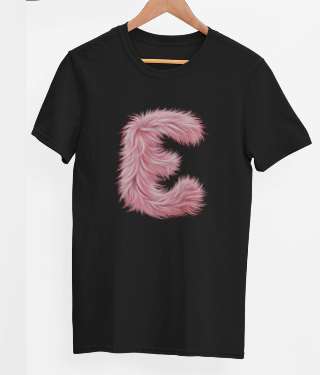 Schwarzes UNISEX T-Shirt "E Buchstabe"