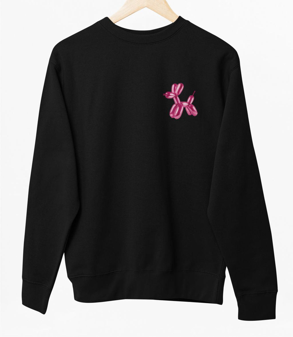 Schwarzer UNISEX Pullover "Aufgeblasener Hund"
