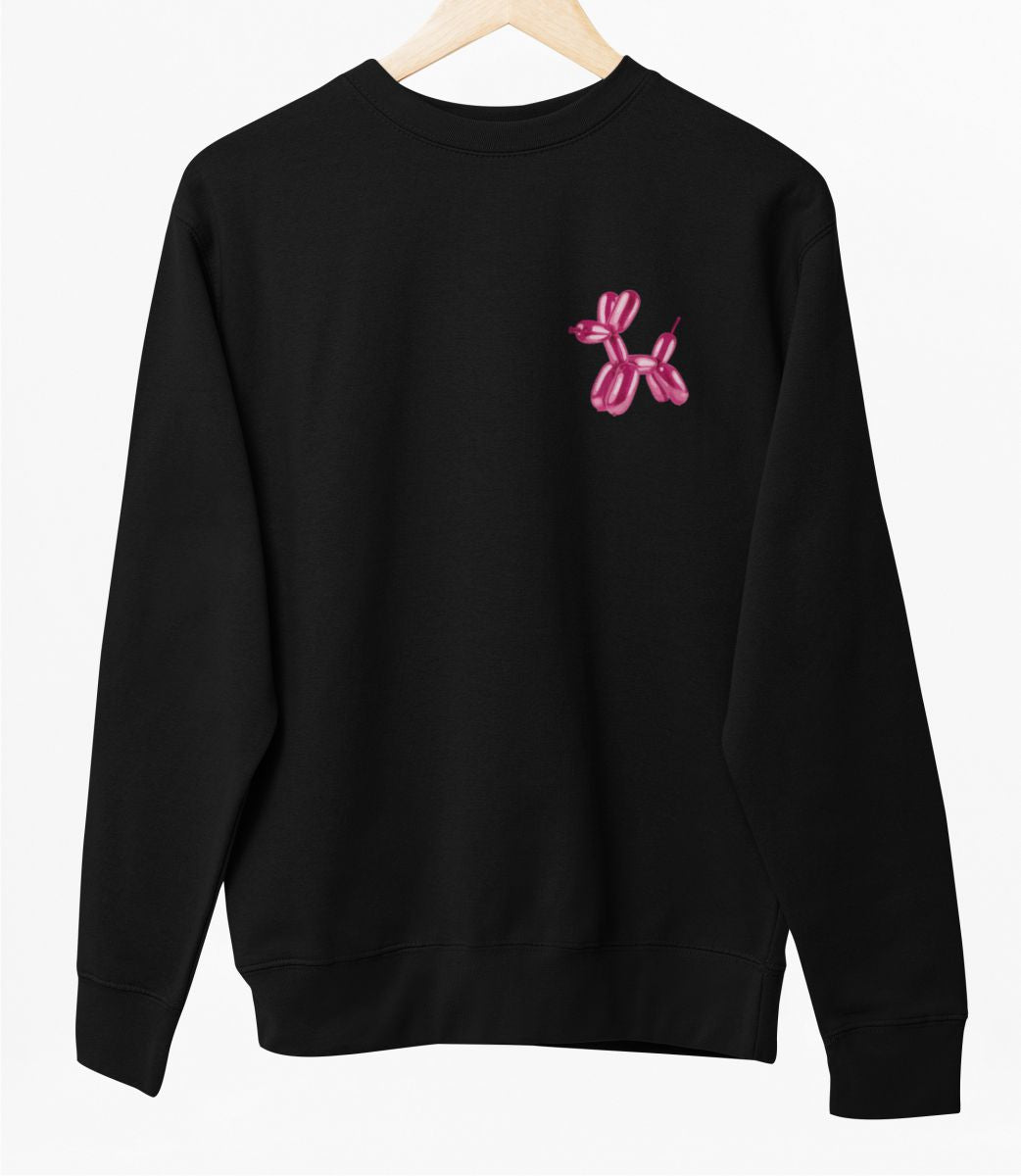 Schwarzer UNISEX Pullover "Aufgeblasener Hund"