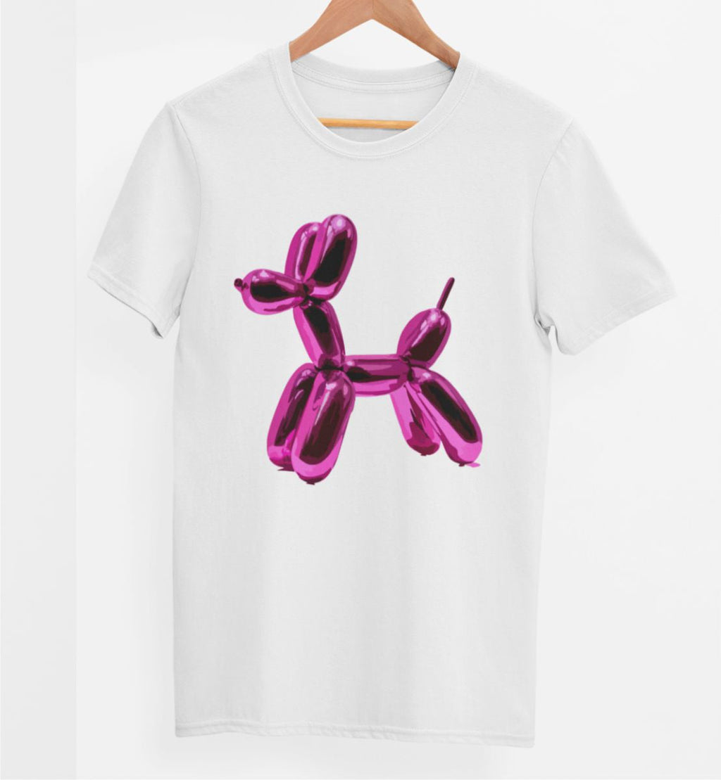 Weißes UNISEX T-Shirt "Metallischer Hund"