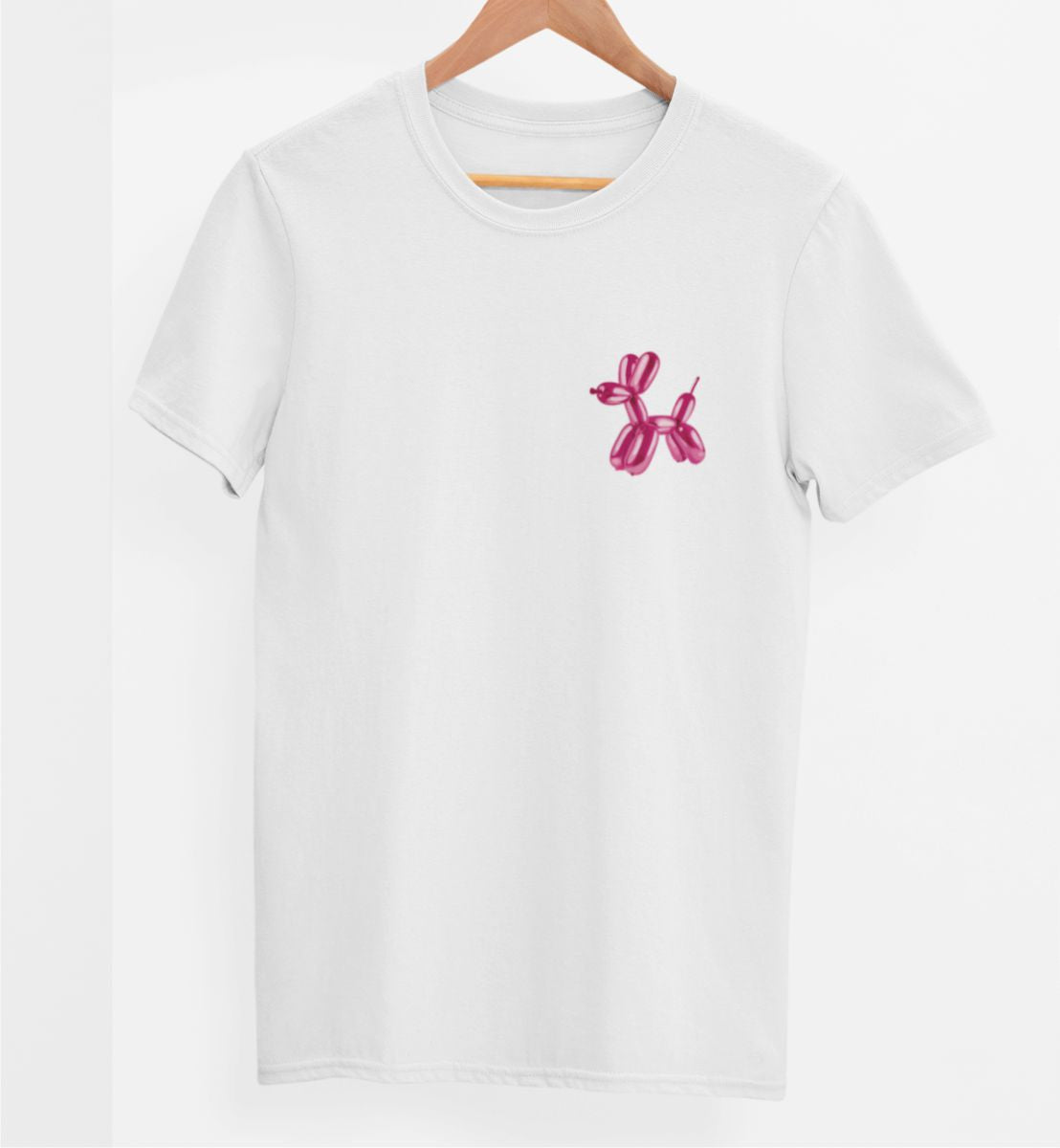 Weißes UNISEX T-Shirt "Aufgeblasener Hund"