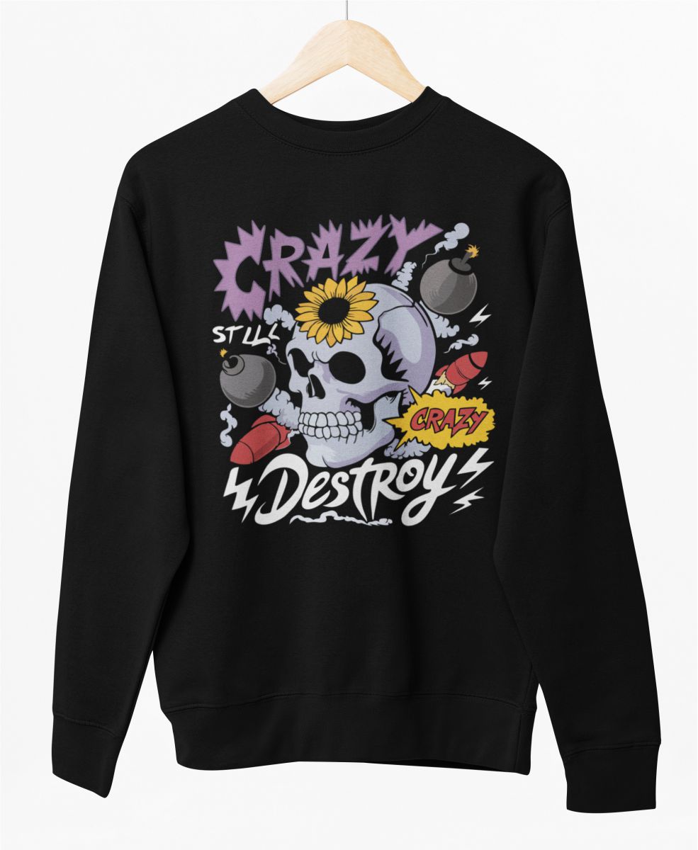 Schwarzer UNISEX Pullover „Crazy destroy“
