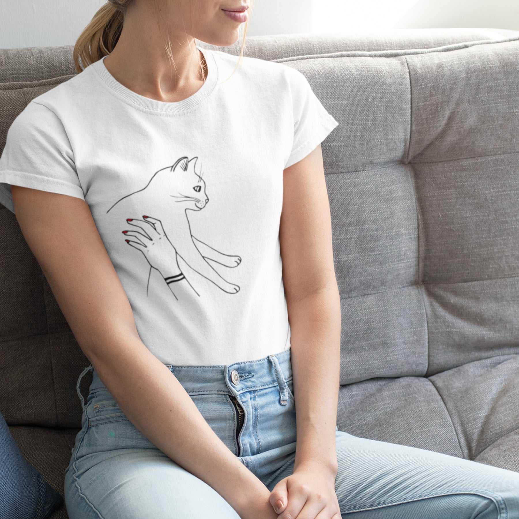 Weißes T-Shirt Katze