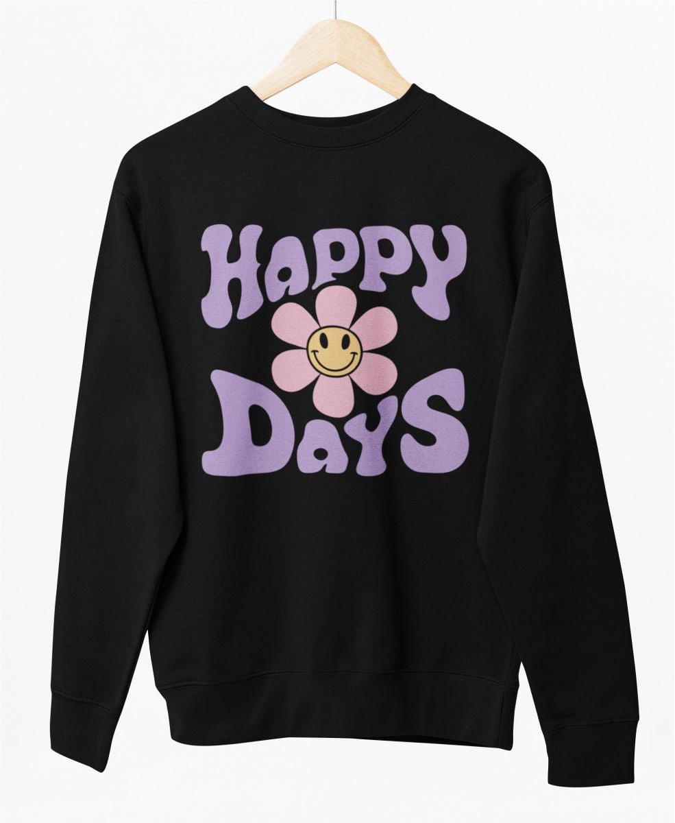 Schwarzer UNISEX Pullover „Happy days“