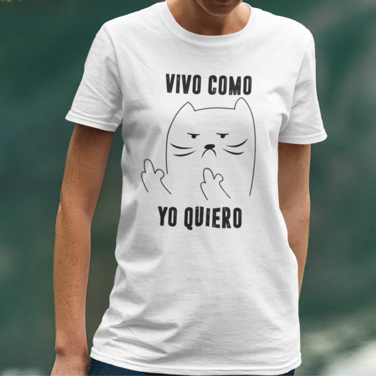 White Unisex T-shirt Vivo como yo quiero