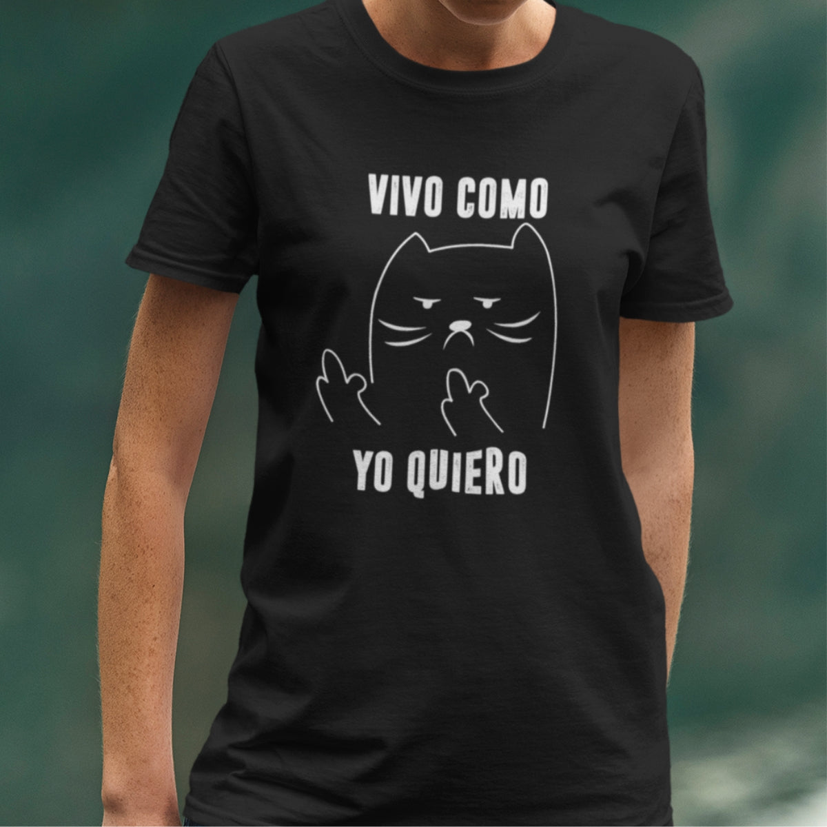 Black Unisex T-shirt Vivo como yo quiero