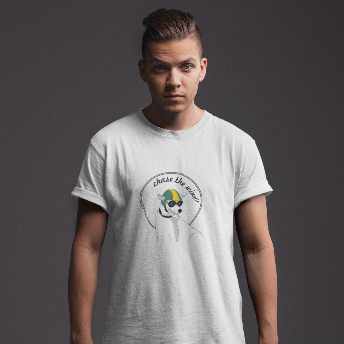 White T-shirt Chase the wind