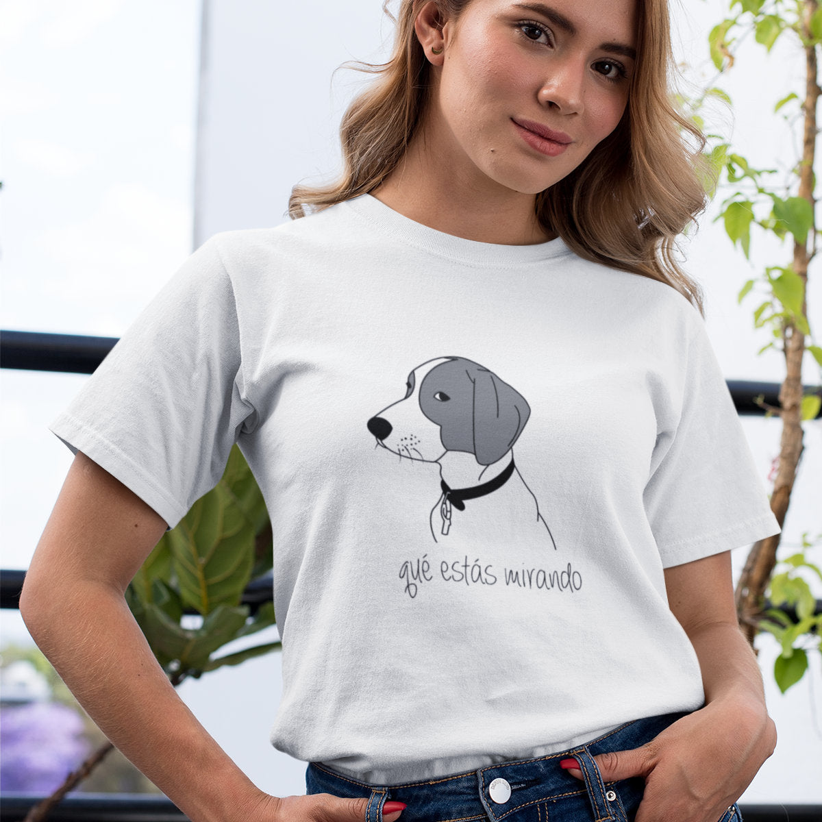White T-shirt Why are you staring at me?