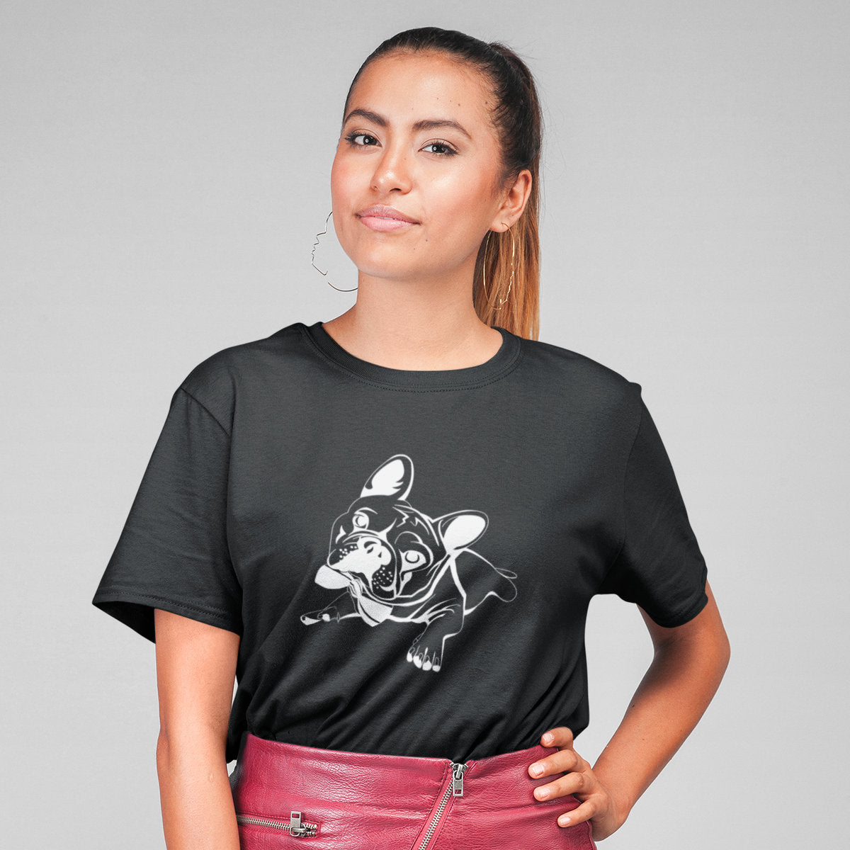 Black T-shirt French bulldog
