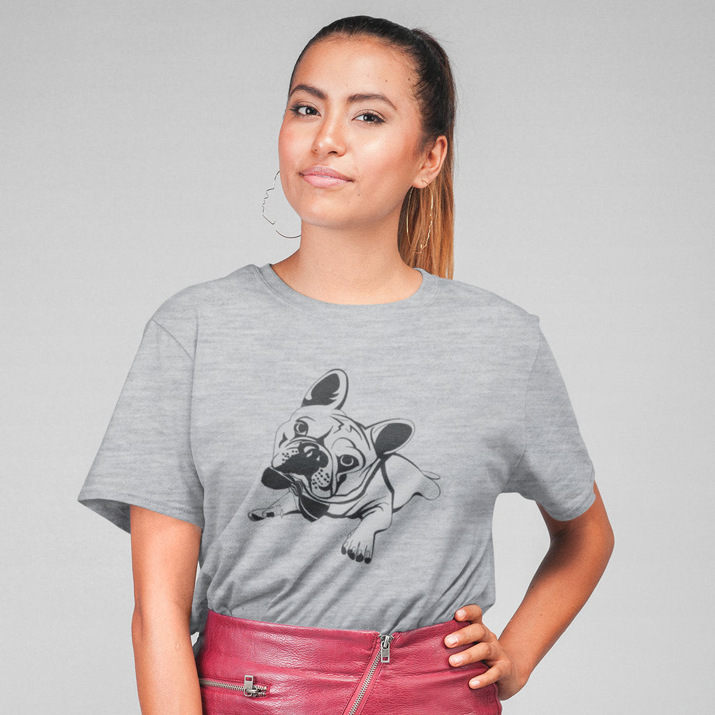 Melange grey T-shirt French bulldog