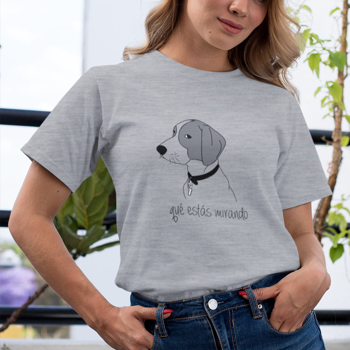 Melange grey T-shirt Why are you staring at me?