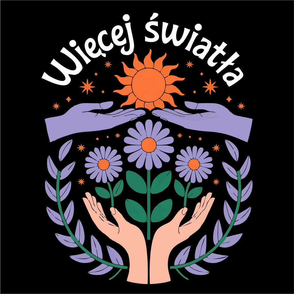 Schwarzes T-Shirt mit Rückenaufdruck "Mehr Licht"