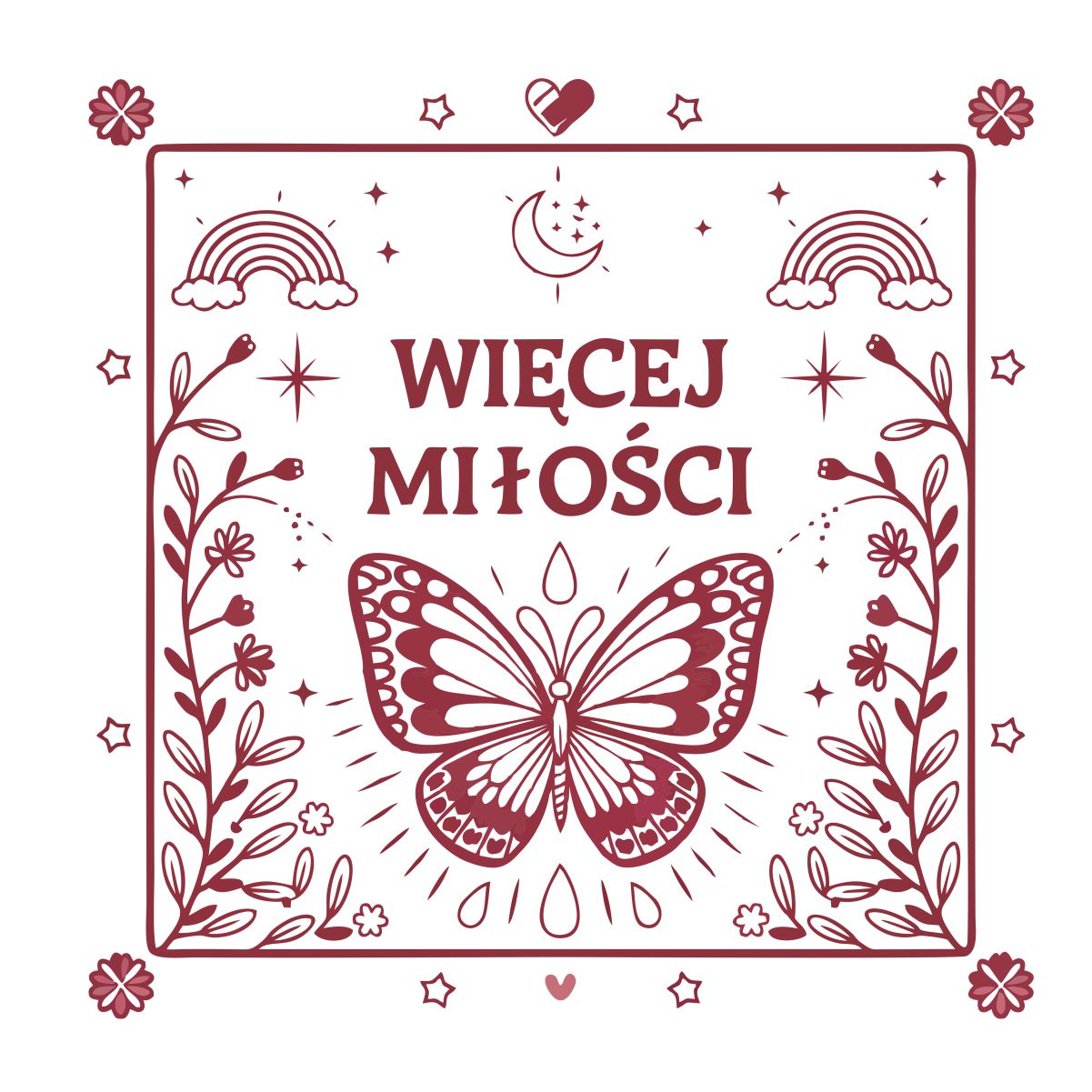 Weißes T-Shirt mit Rückenaufdruck "Mehr Liebe"