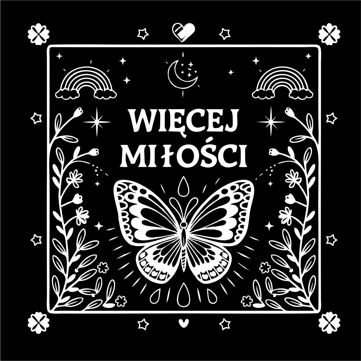 Schwarzes T-Shirt mit Rückenaufdruck "Mehr Liebe"