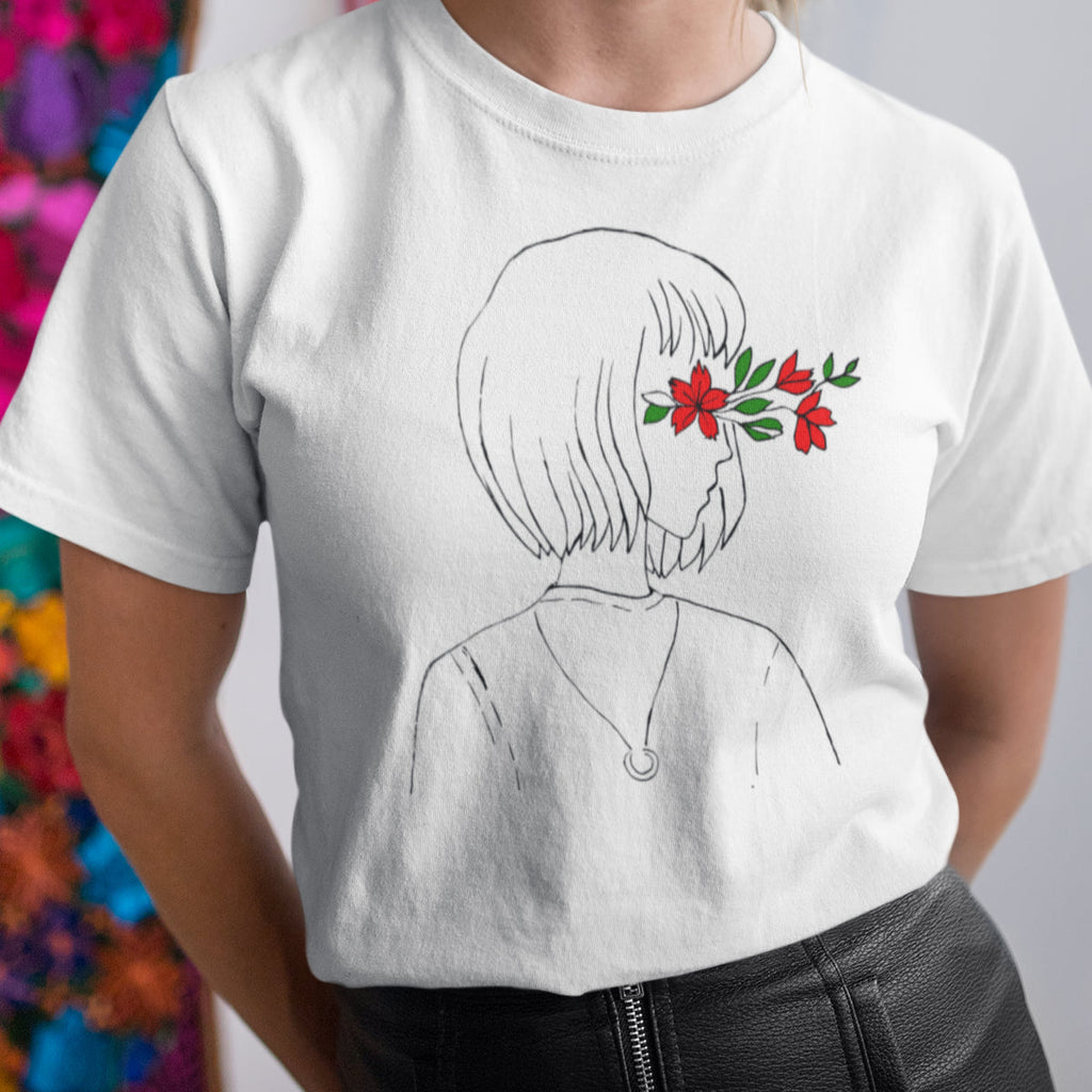 Weißes T-Shirt Blumige Vision