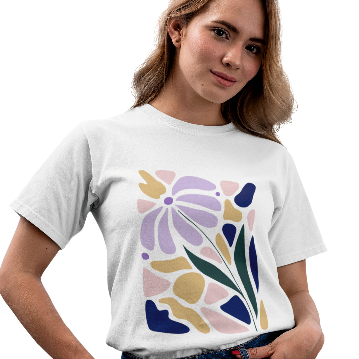 Weißes UNISEX T-Shirt „Lila“