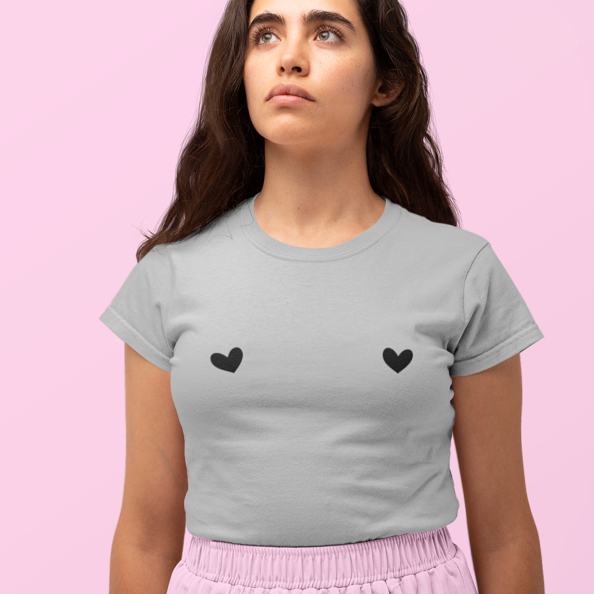 Grau meliertes T-Shirt Herzen